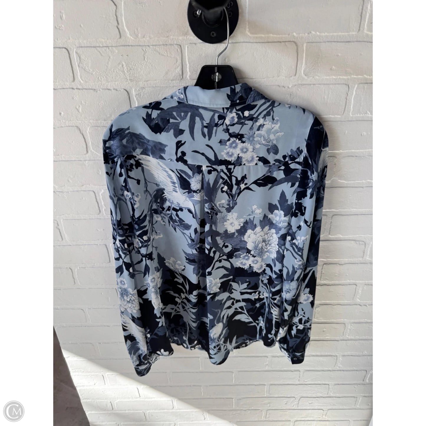Top Long Sleeve By White House Black Market In Blue & White, Size: M