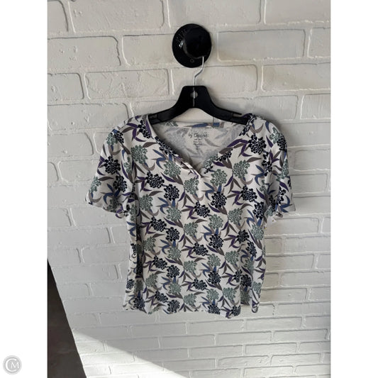 Top Short Sleeve By Chicos In Cream & Purple, Size: L