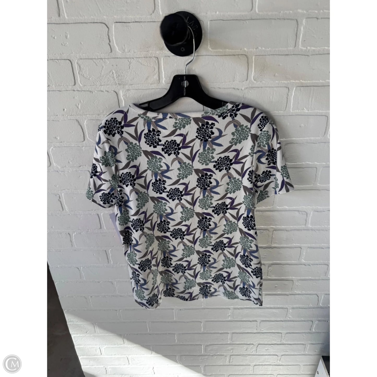 Top Short Sleeve By Chicos In Cream & Purple, Size: L