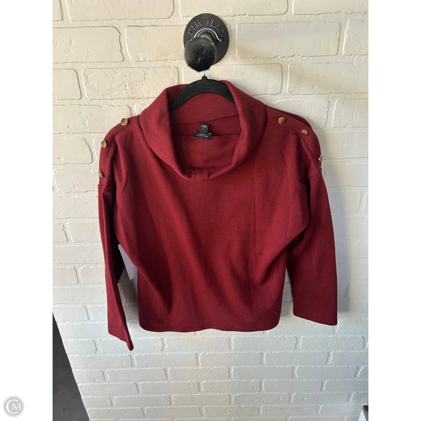 Top Long Sleeve By Ann Taylor In Red, Size: S