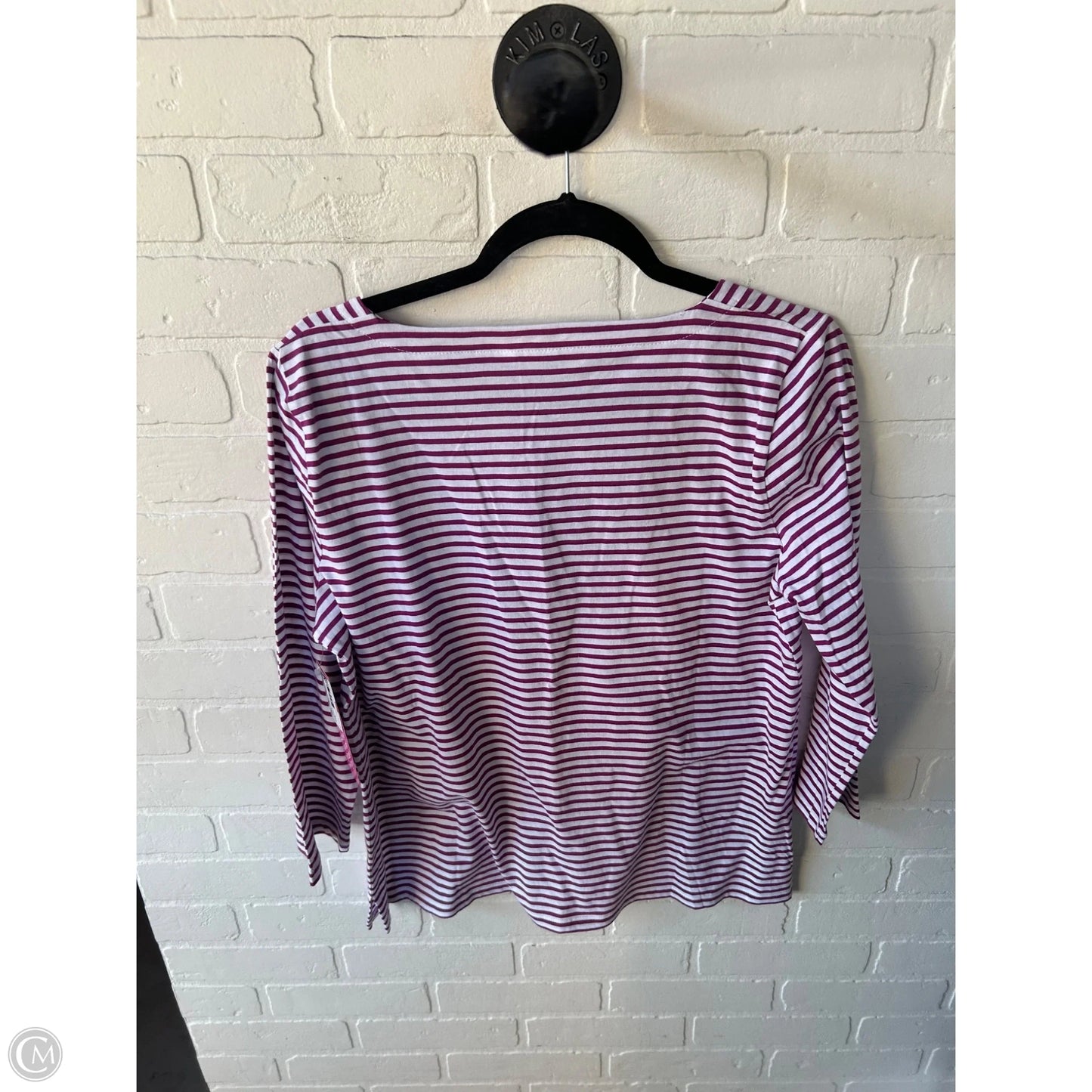 Top Long Sleeve By Talbots In Purple & White, Size: M