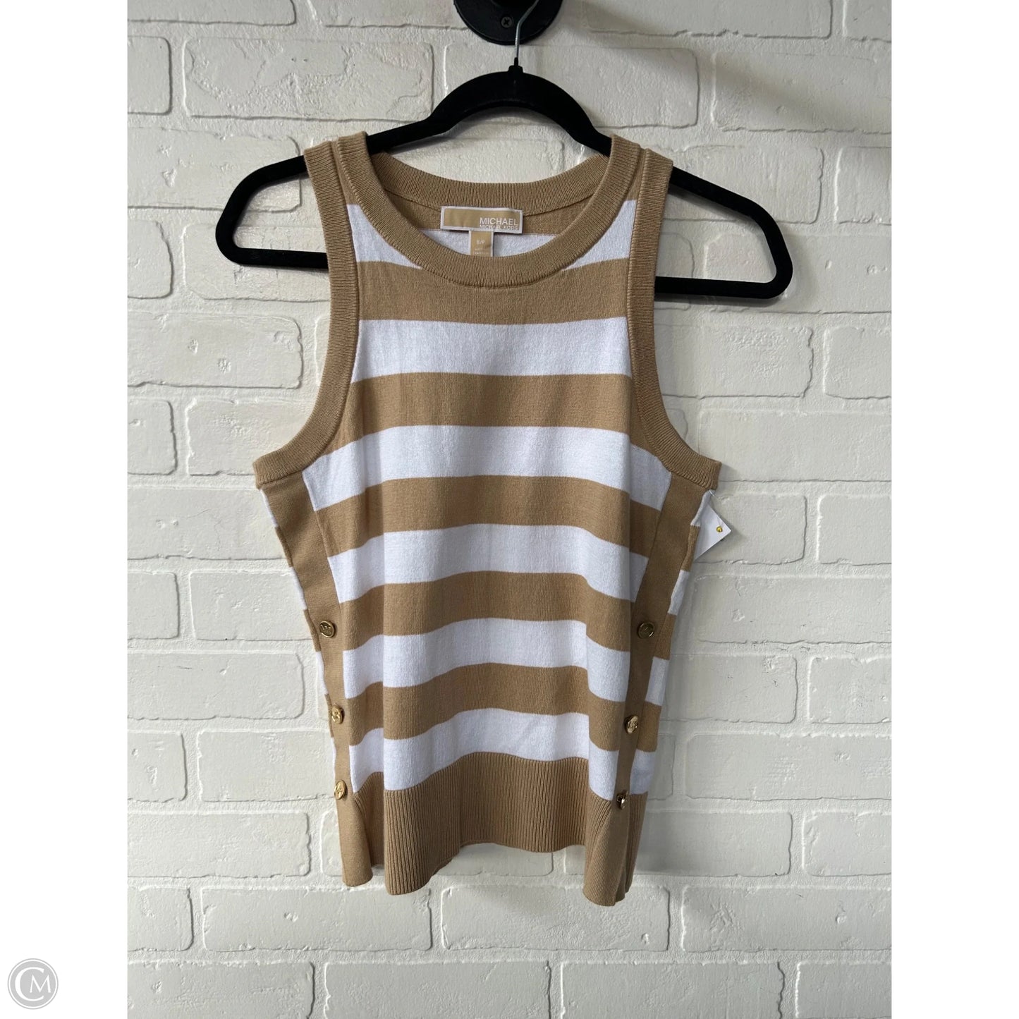 Vest Sweater By Michael By Michael Kors In Tan & White, Size: S