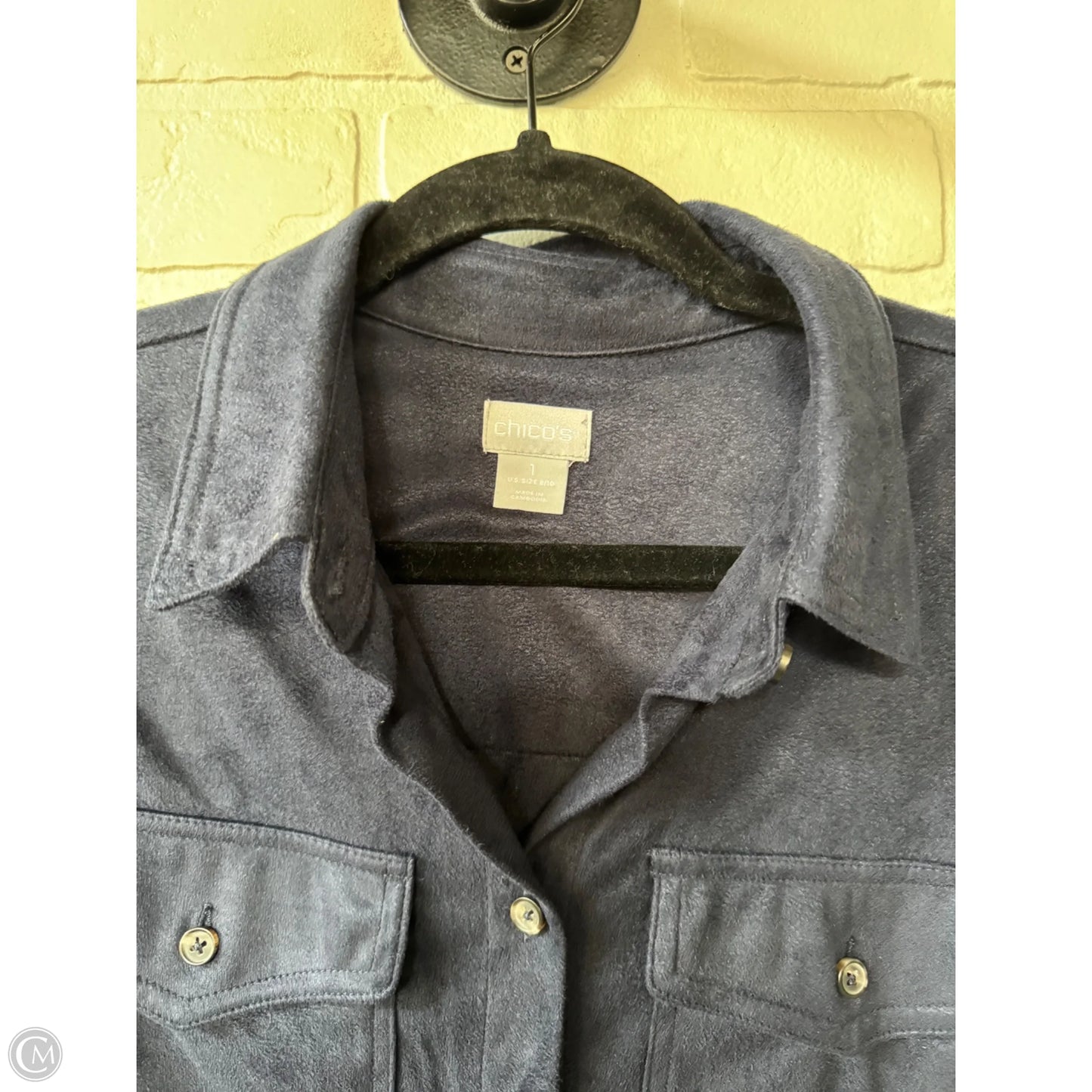 Top Long Sleeve By Chicos In Navy, Size: M