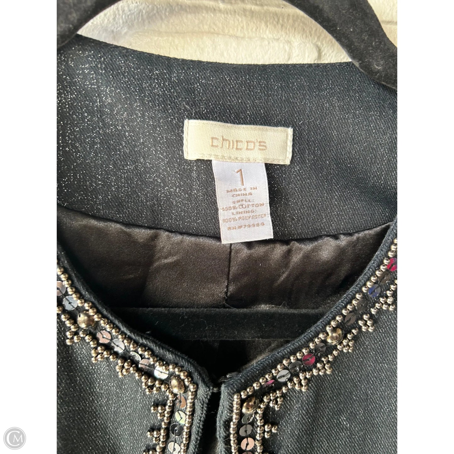 Blazer By Chicos In Black Denim, Size: M