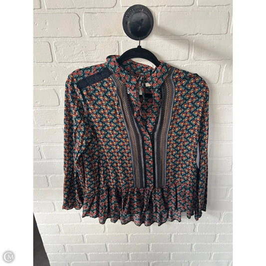 Top Long Sleeve By Maeve In Green & Red, Size: Xs
