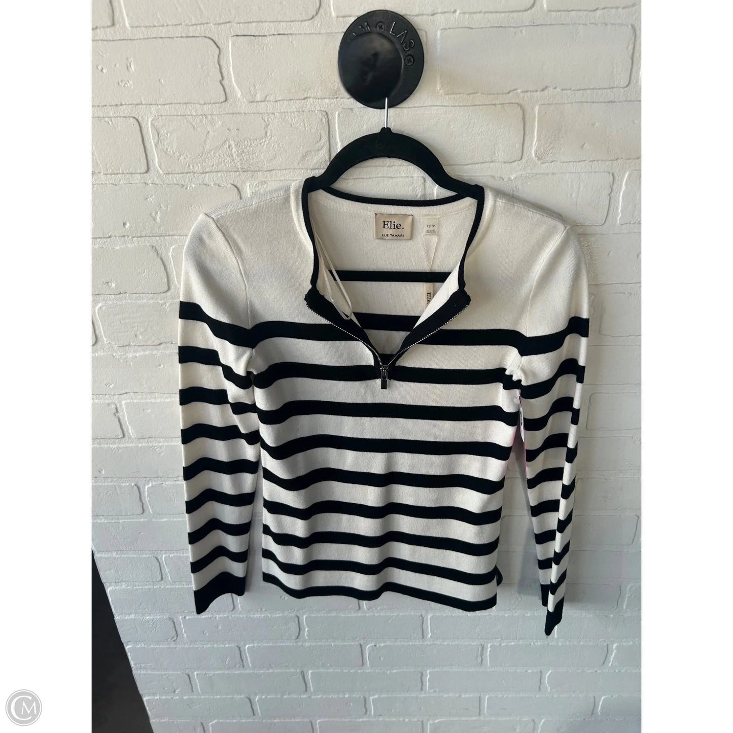 Sweater By Elie Tahari In Black & Cream, Size: Xs