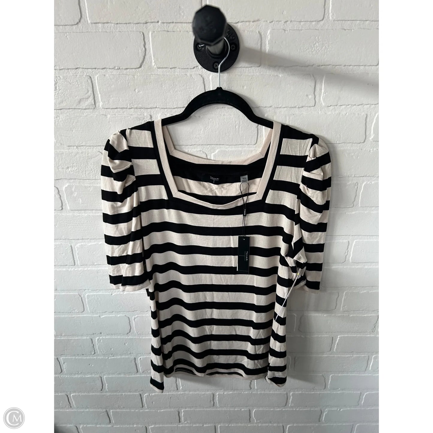 Top 3/4 Sleeve By Tahari In Black & Cream, Size: M