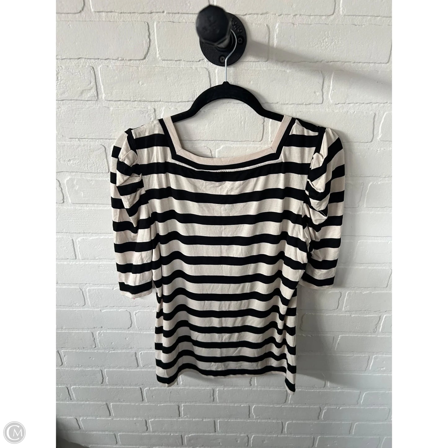 Top 3/4 Sleeve By Tahari In Black & Cream, Size: M