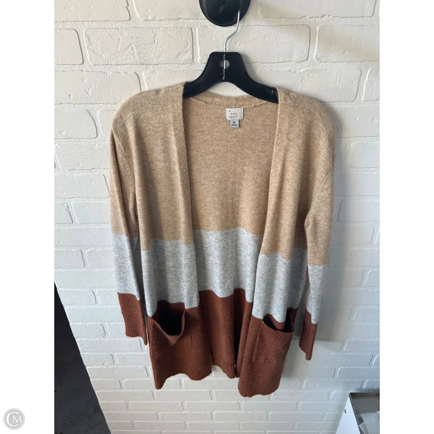 Sweater Cardigan By A New Day In Brown & Tan, Size: Xs