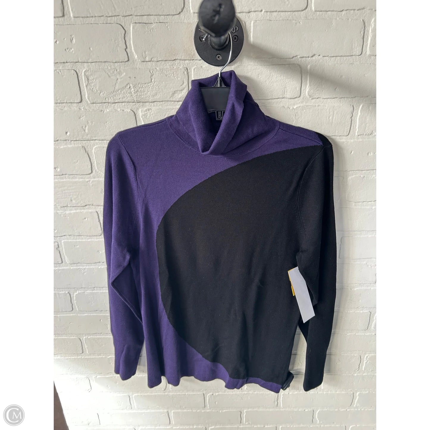 Sweater By Chicos In Black & Purple, Size: L
