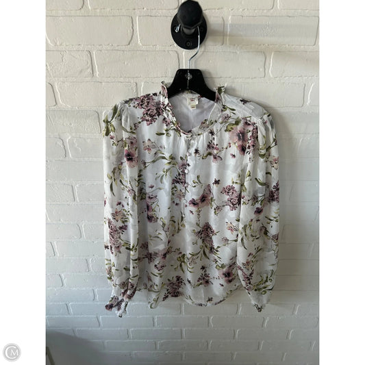 Top Long Sleeve By Clothes Mentor In Purple & White, Size: M