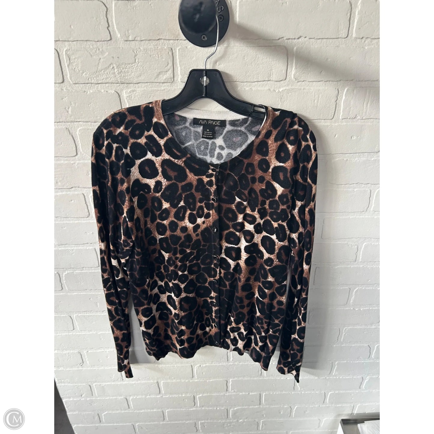 Sweater Cardigan By Clothes Mentor In Black & Brown, Size: Xl