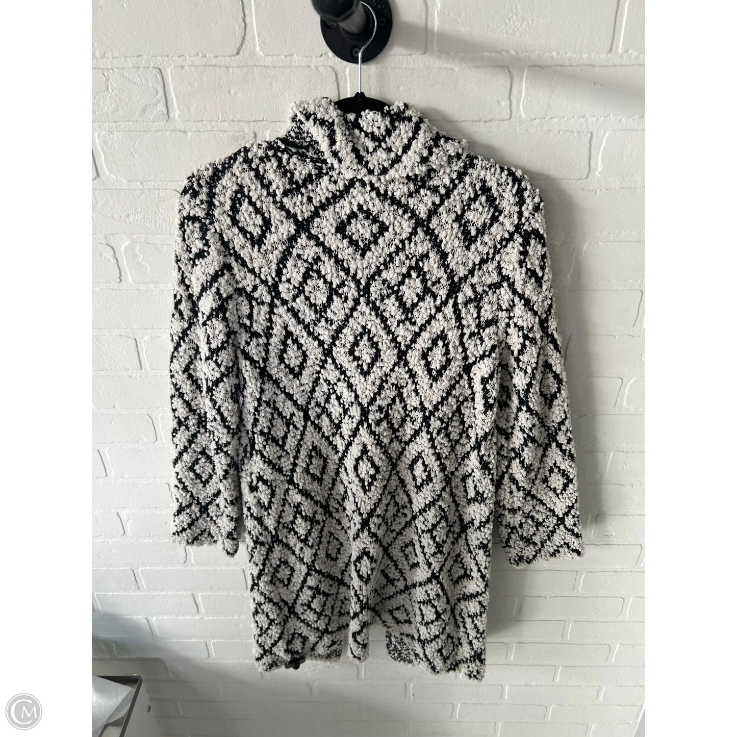 Sweater Cardigan By Solitaire In Black & Cream, Size: S