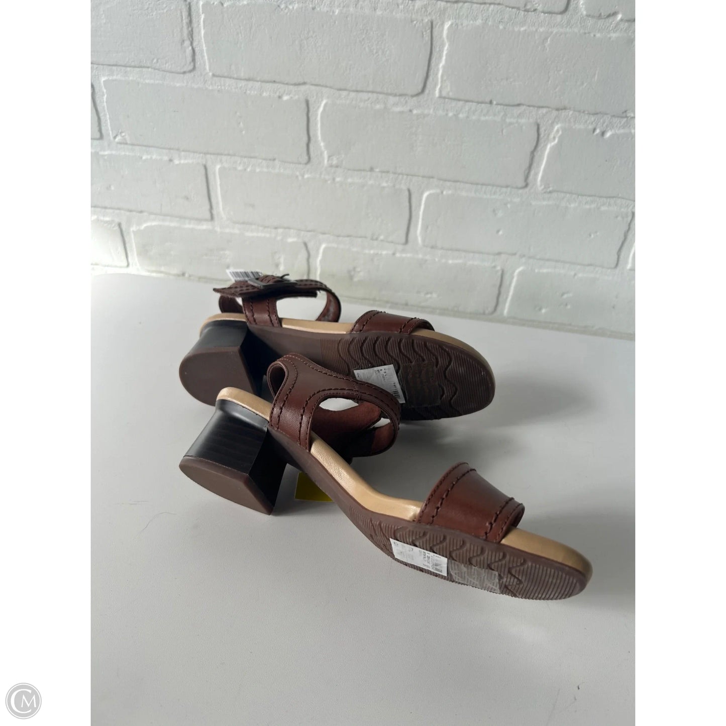 Sandals Heels Block By Clarks In Brown, Size: 5