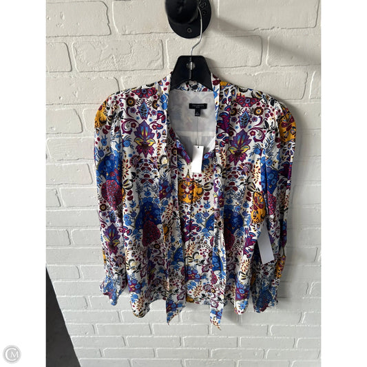 Top Long Sleeve By Talbots In Blue & White, Size: Lp