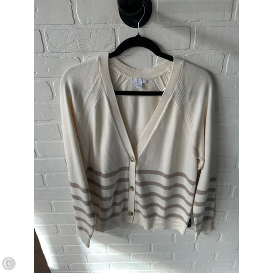 Sweater Cardigan By J. Jill In Cream & Tan, Size: M