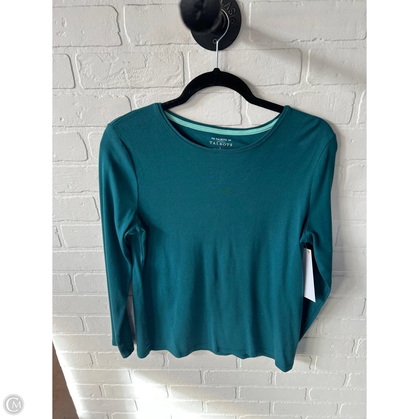 Top Long Sleeve Basic By Talbots In Teal, Size: L