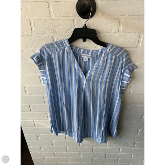 Top Short Sleeve By Liz Claiborne In Blue & White, Size: S