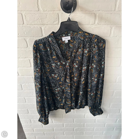 Top Long Sleeve By Evereve In Black & White, Size: L