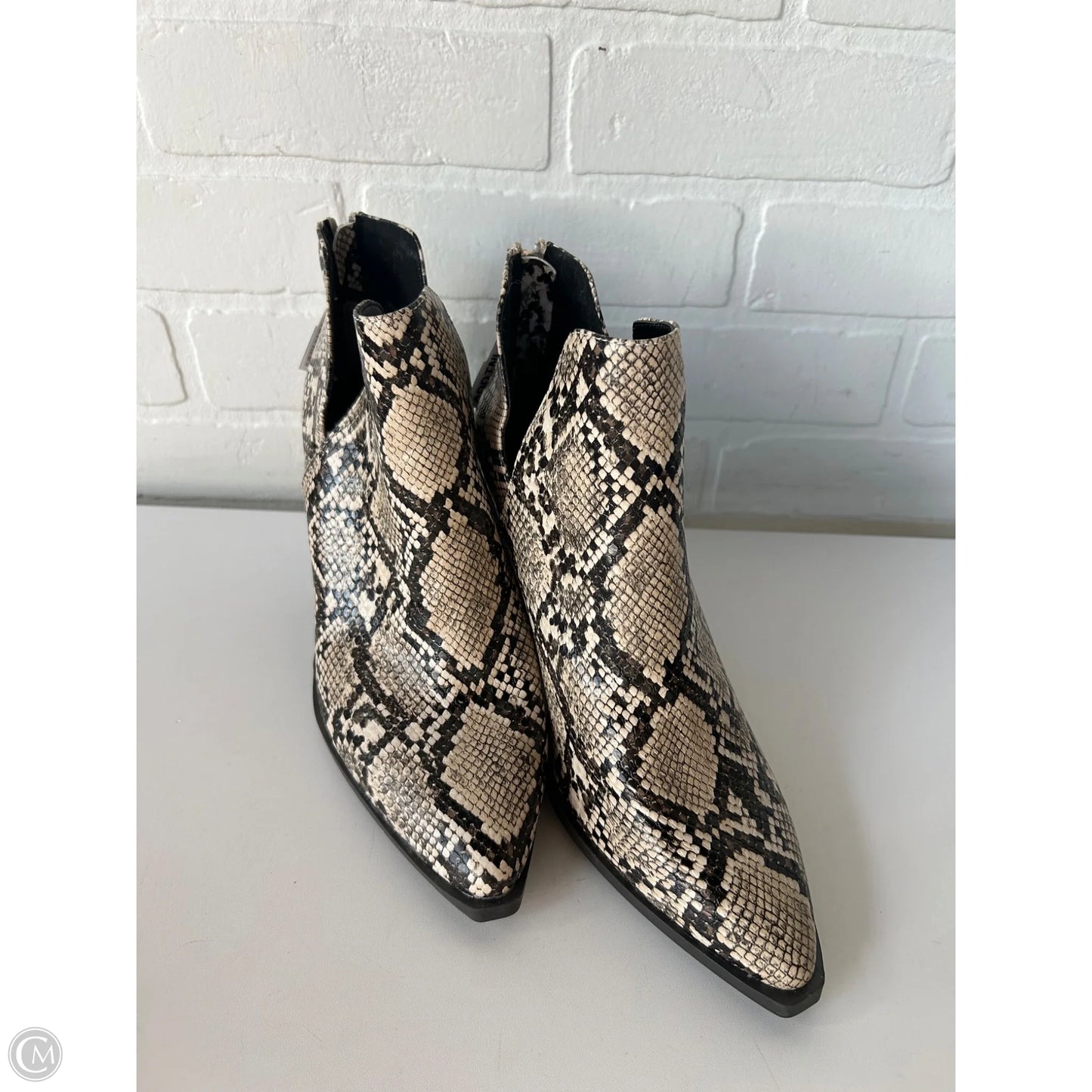 Boots Ankle Heels By Bamboo In Black & Cream, Size: 9