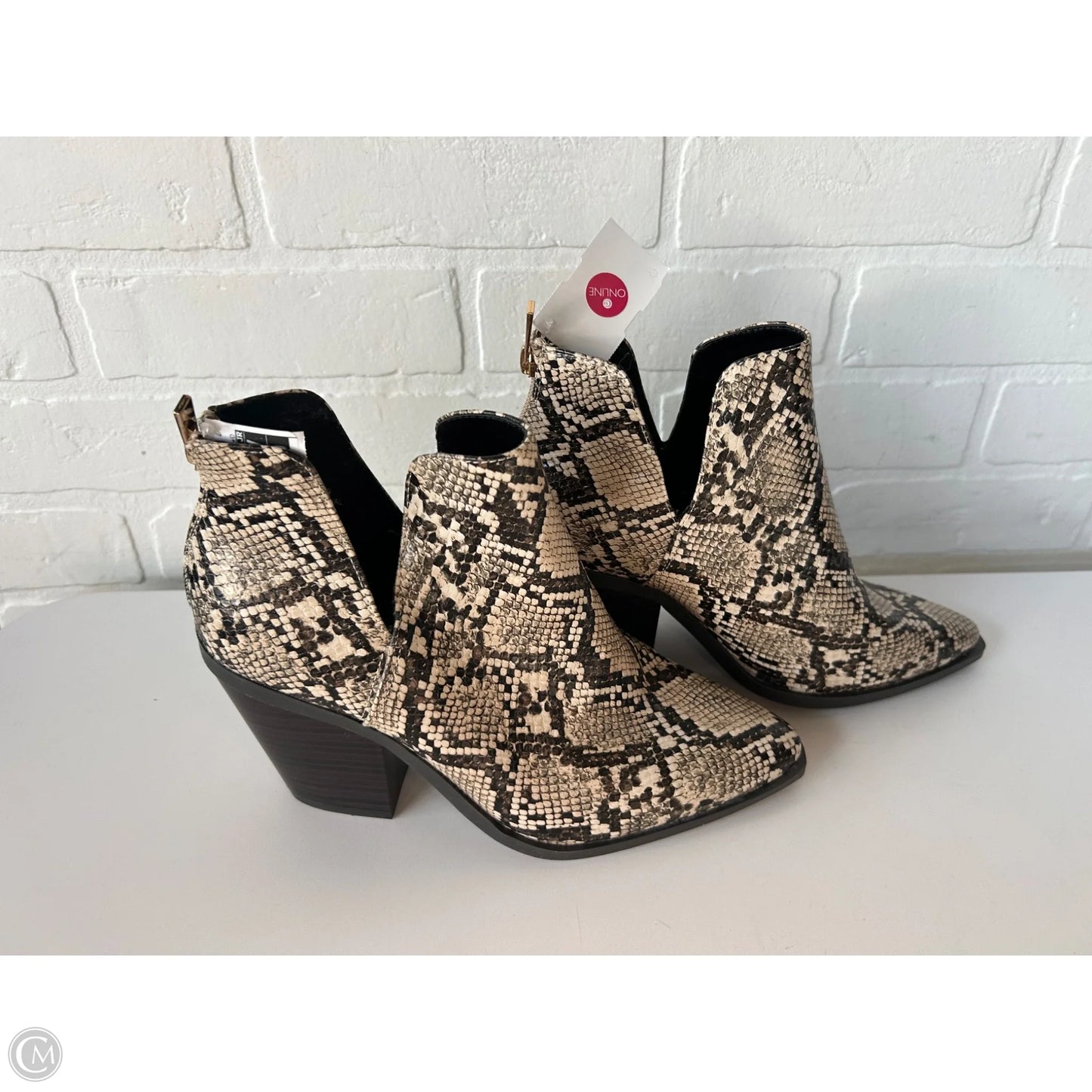 Boots Ankle Heels By Bamboo In Black & Cream, Size: 9