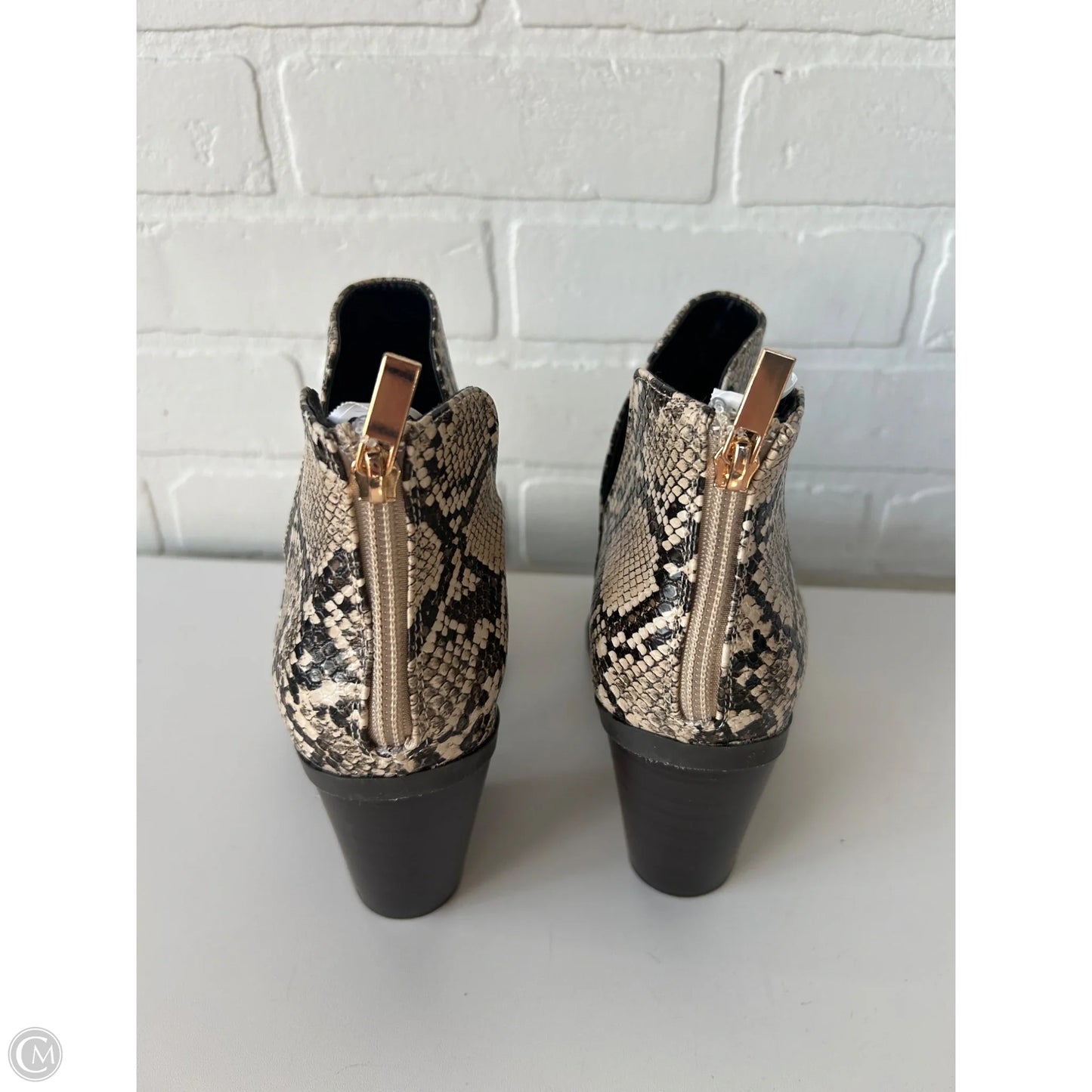 Boots Ankle Heels By Bamboo In Black & Cream, Size: 9