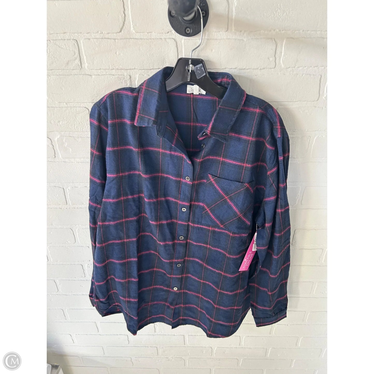 Top Long Sleeve By La Miel In Blue & Pink, Size: M