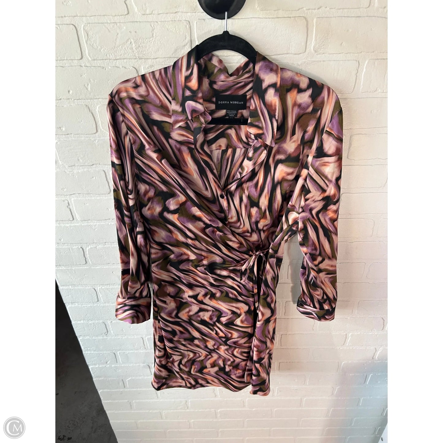 Dress Casual Short By Donna Morgan In Black & Purple, Size: M