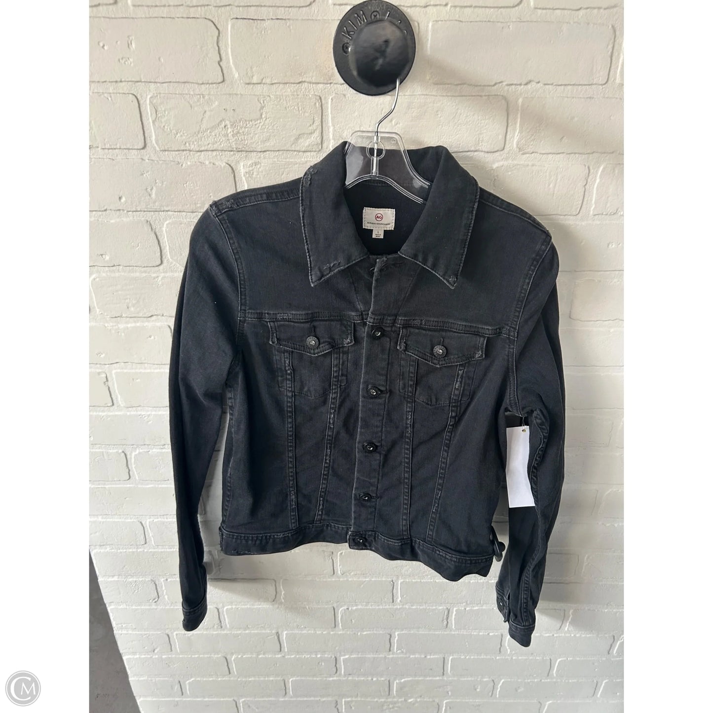 Jacket Denim By Ag Jeans In Black Denim, Size: L