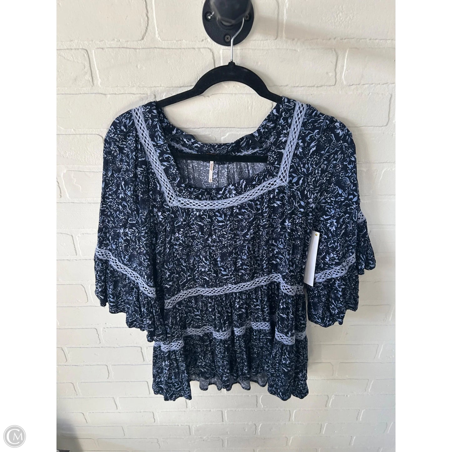 Top 3/4 Sleeve By Free People In Blue, Size: Xs