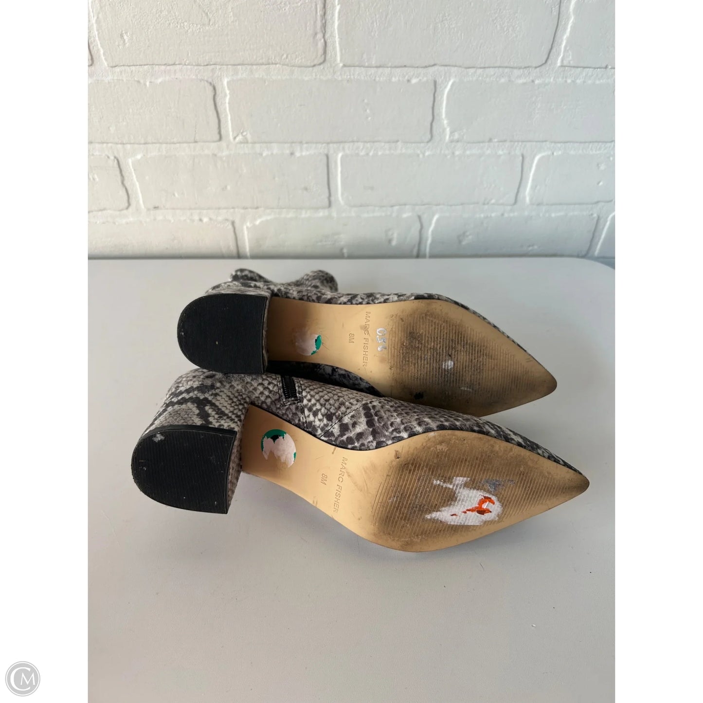 Boots Ankle Heels By Marc Fisher In Grey, Size: 8