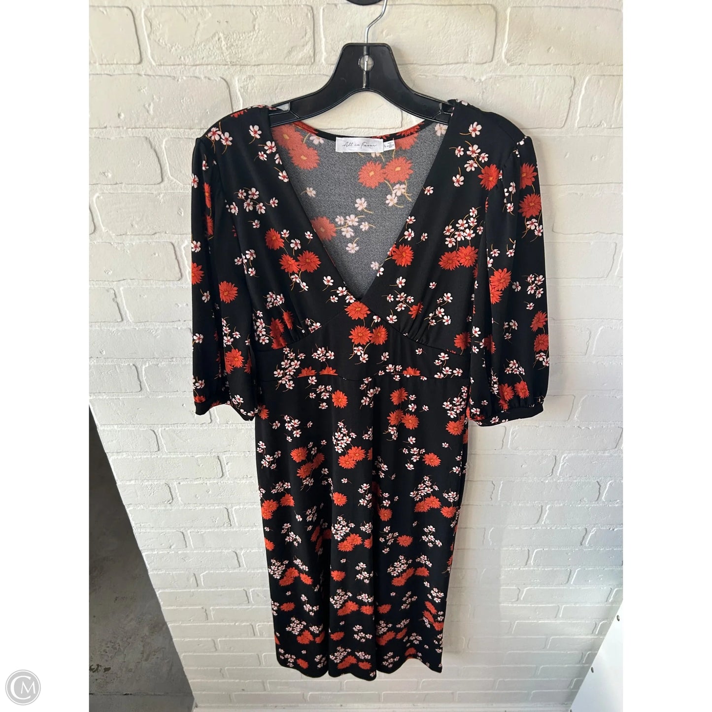 Dress Casual Midi By All In Favor In Black & Orange, Size: L