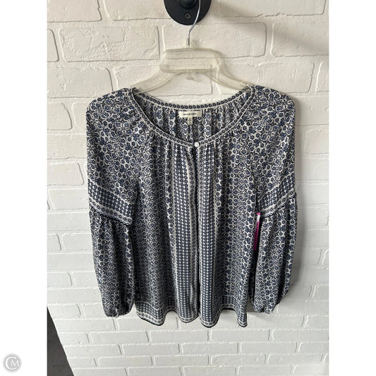 Top Long Sleeve By Max Studio In Blue & Cream, Size: Xs