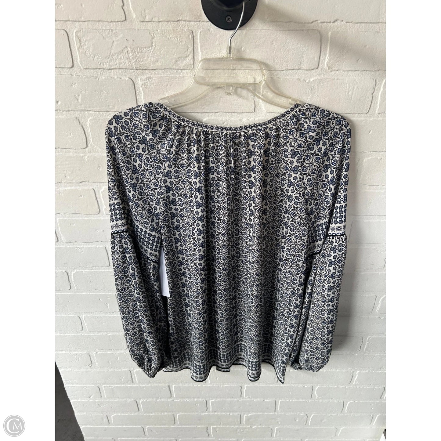 Top Long Sleeve By Max Studio In Blue & Cream, Size: Xs