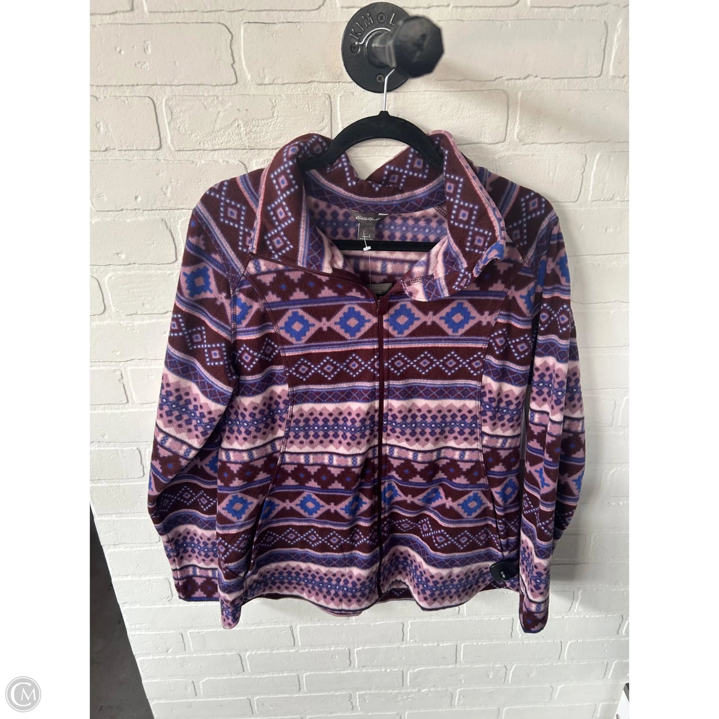 Jacket Fleece By Eddie Bauer In Pink & Red, Size: L