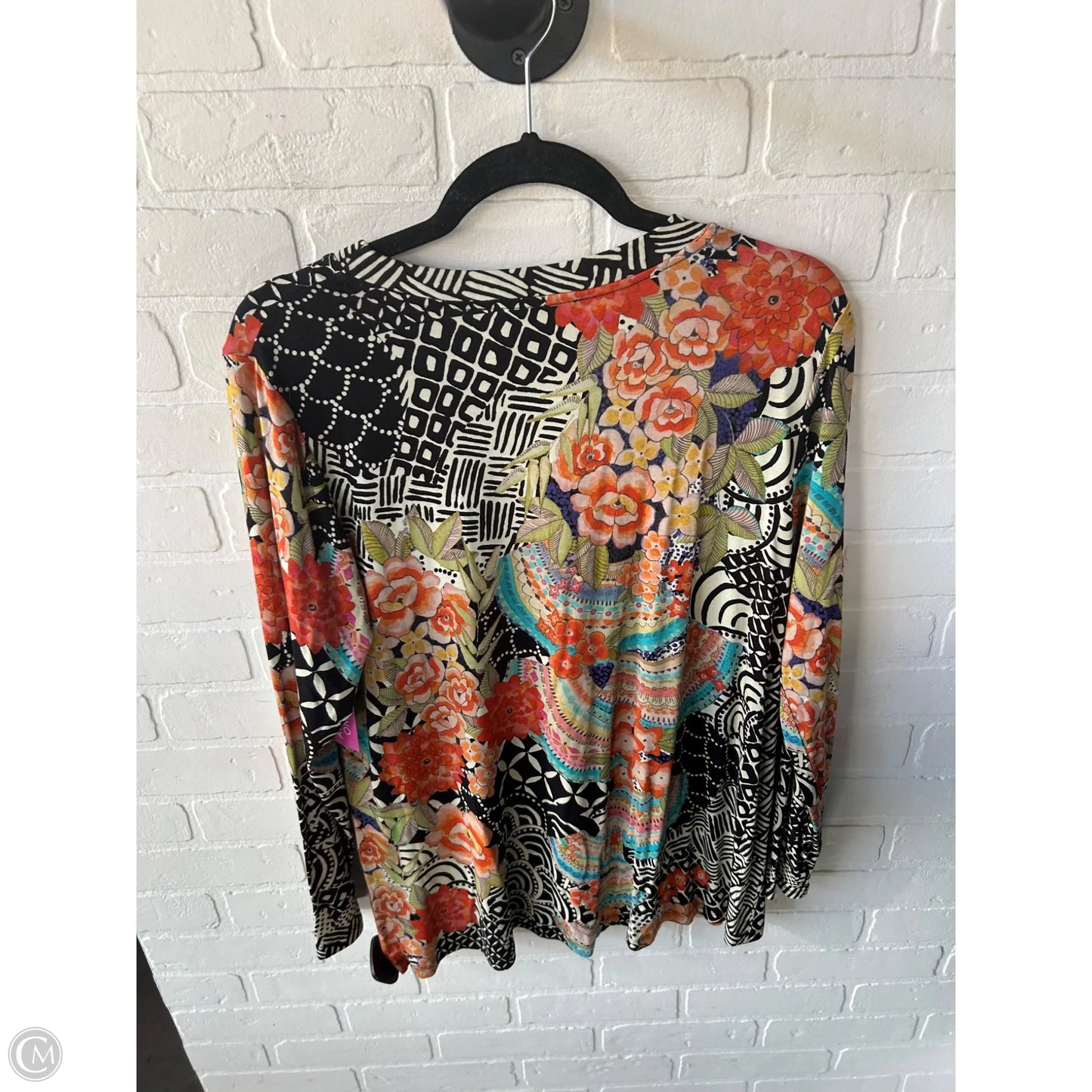 Top Long Sleeve By Johnny Was In Black & Orange, Size: L
