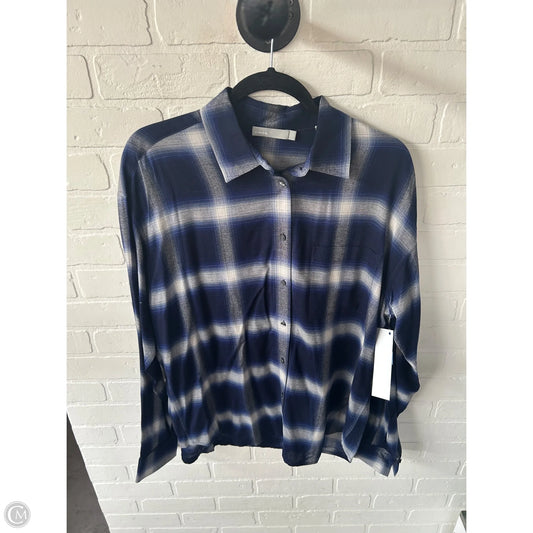 Top Long Sleeve By Vince In Blue & Grey, Size: L