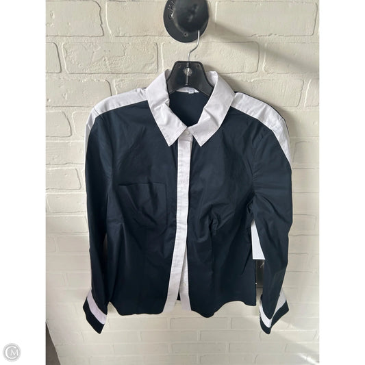 Top Long Sleeve By Pearl In Blue & White, Size: M