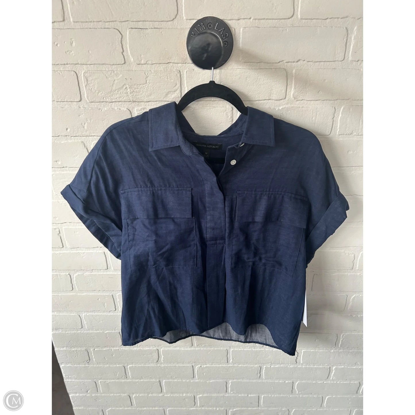 Top Short Sleeve By Banana Republic In Blue, Size: M
