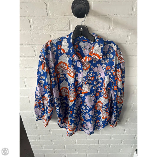 Top Long Sleeve By Rails In Blue & White, Size: S