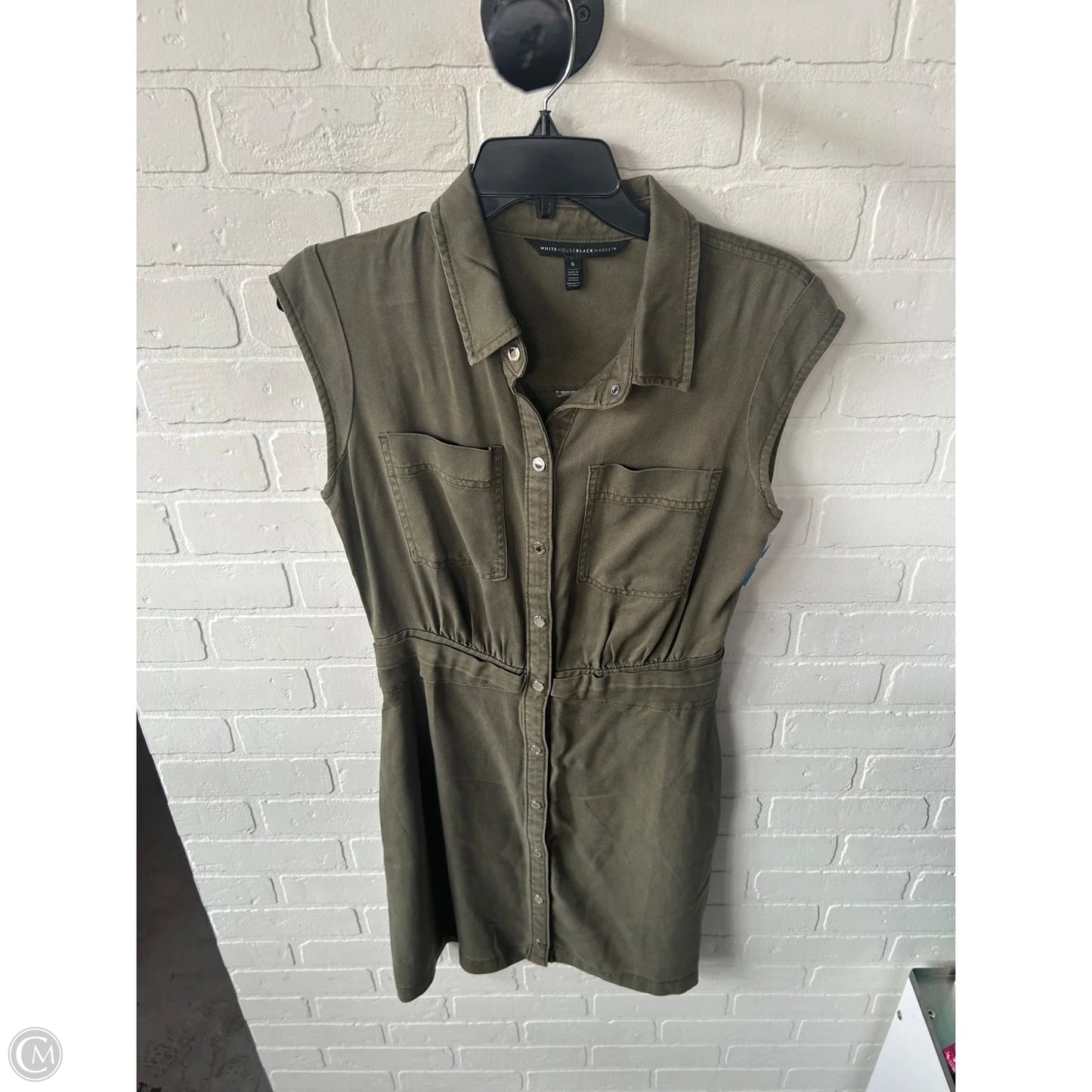 Dress Casual Midi By White House Black Market In Green Denim, Size: S