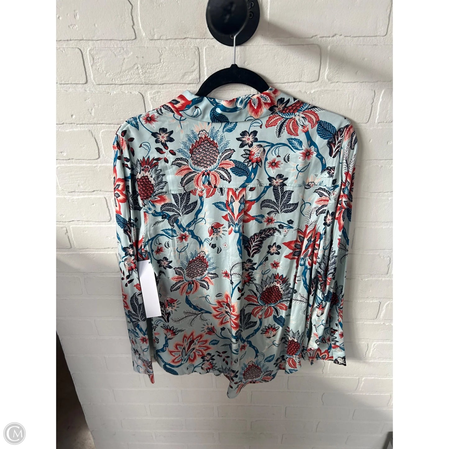 Top Long Sleeve By Chicos In Blue & Orange, Size: M