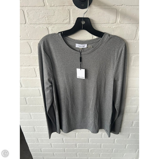 Top Long Sleeve By Calvin Klein In Silver, Size: L