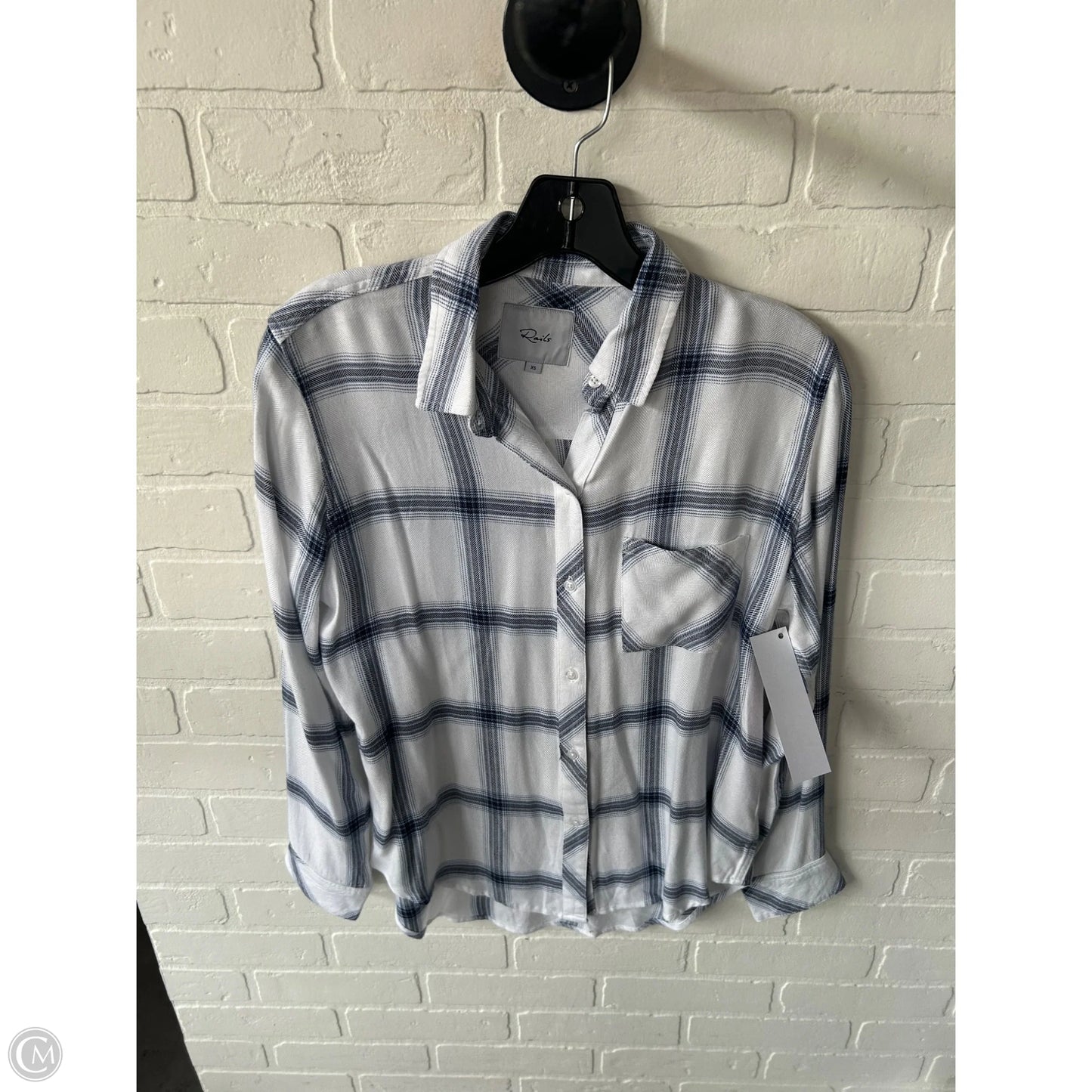 Top Long Sleeve By Rails In Blue & White, Size: Xs