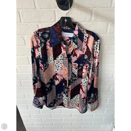 Top Long Sleeve By Equipment In Black & Pink, Size: Xs