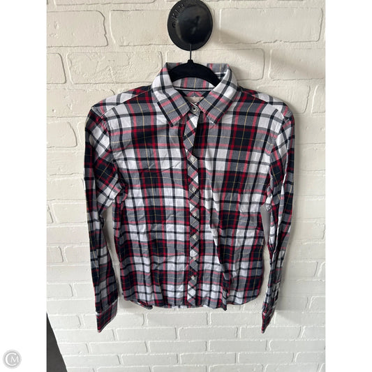 Top Long Sleeve By Banana Republic In Plaid Pattern, Size: Xs