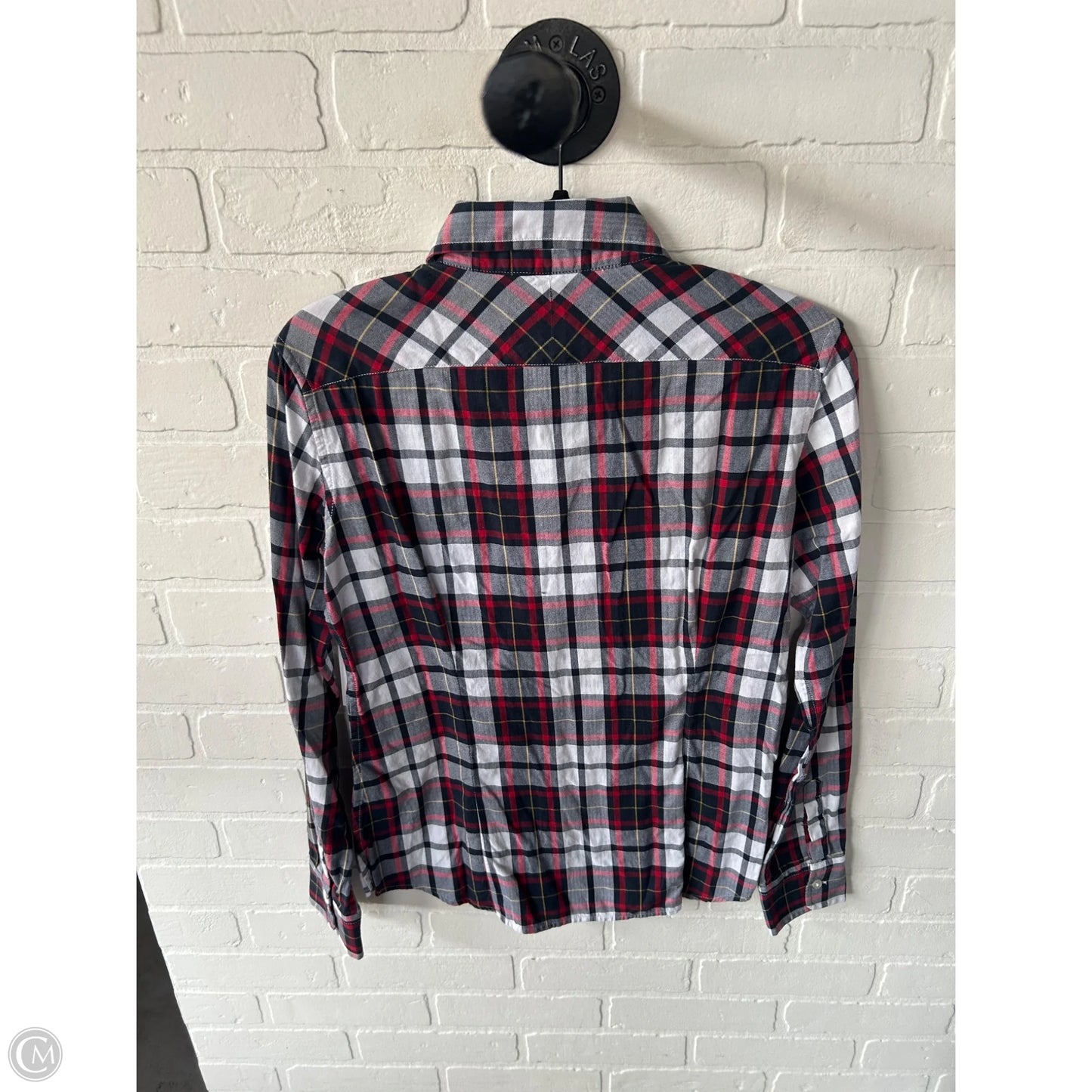 Top Long Sleeve By Banana Republic In Plaid Pattern, Size: Xs