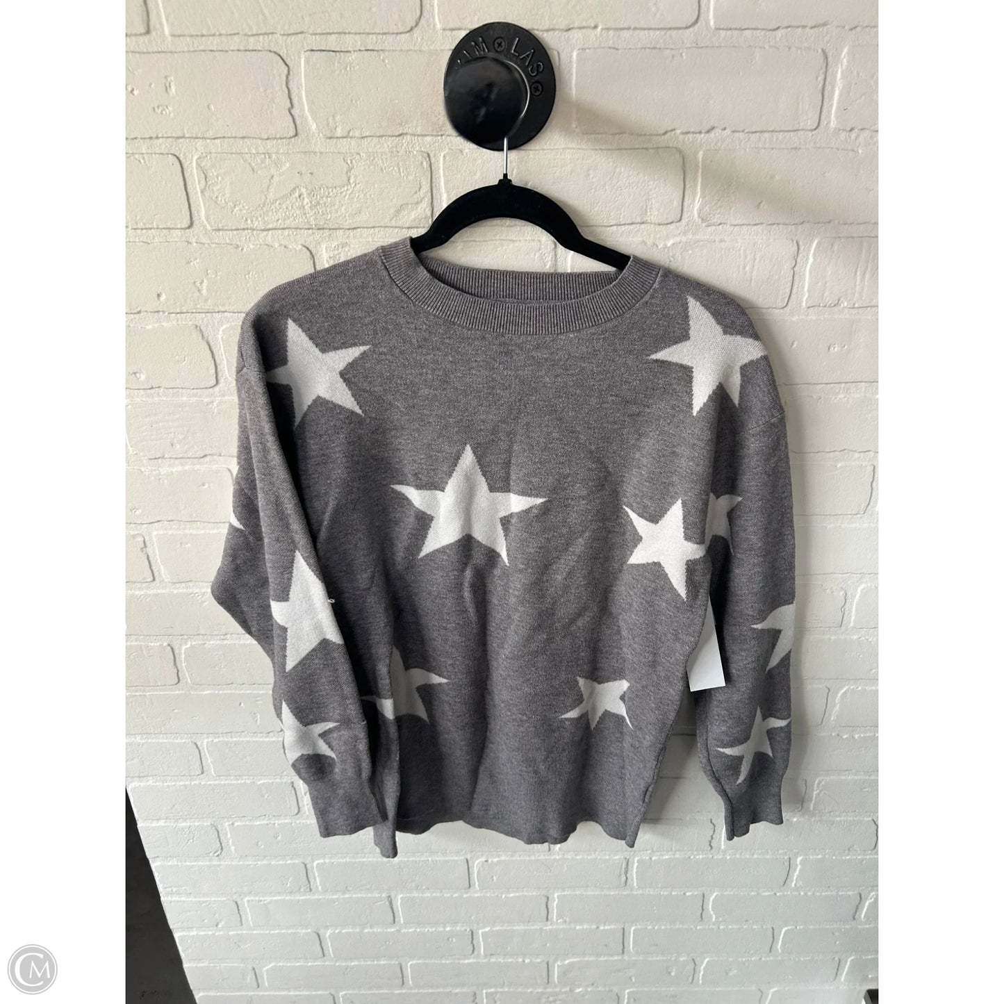 Sweater By Clothes Mentor In Grey & White, Size: S