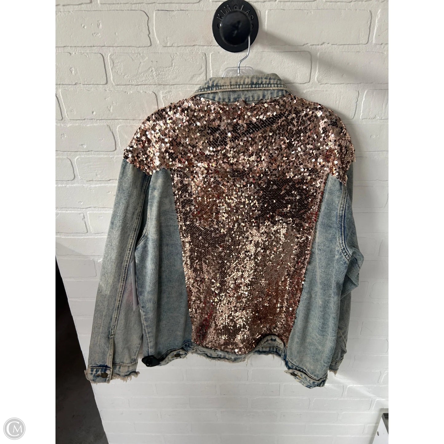 Jacket Denim By Lucky & Blessed In Blue & Gold, Size: Xl