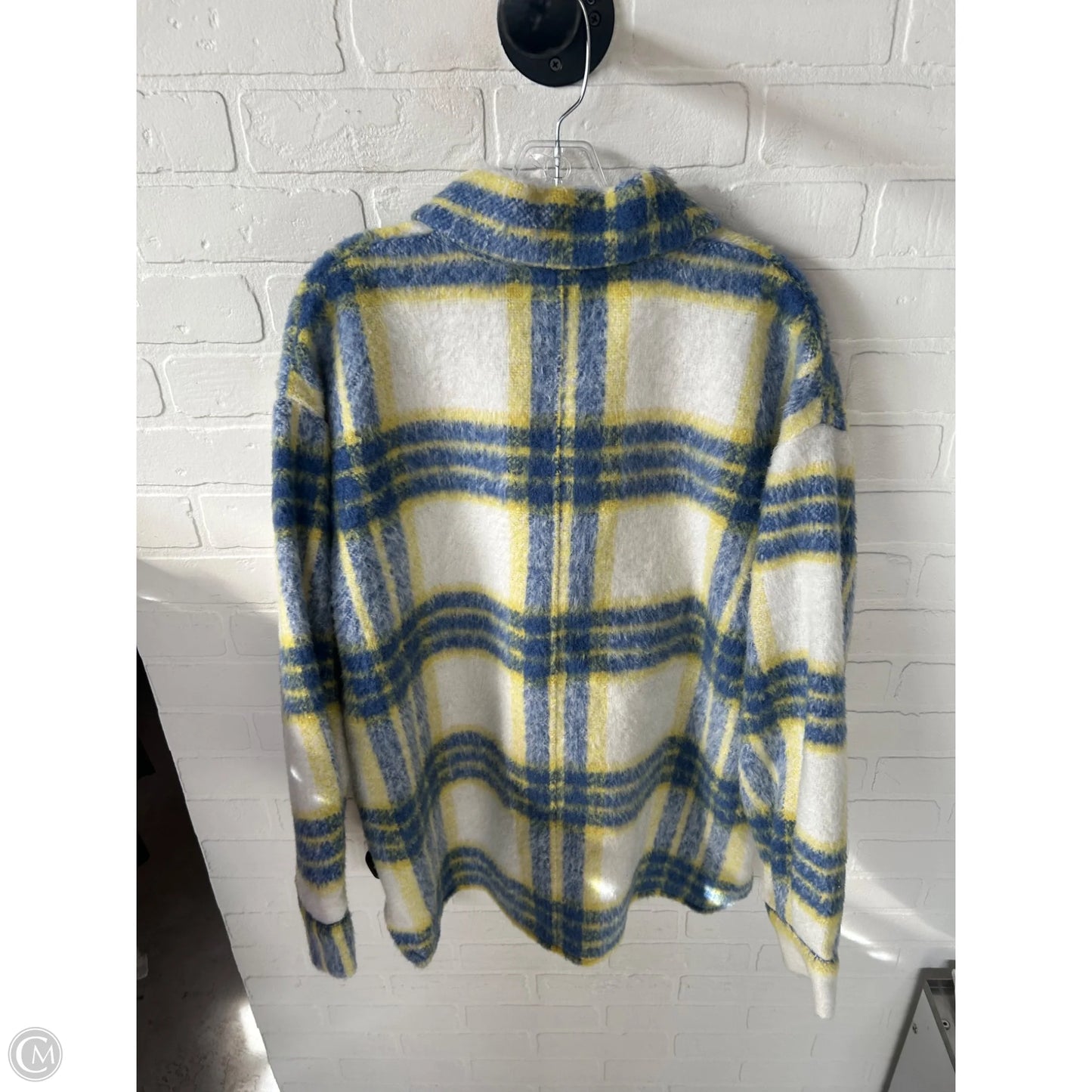 Jacket Shirt By Lili Sidonio In Blue & Yellow, Size: L